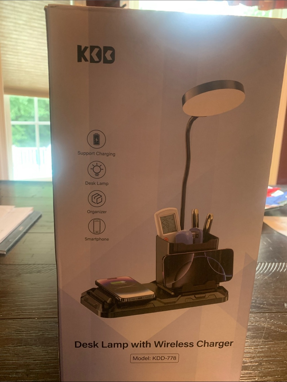 NEVER USED! Desk Lamp with Wireless Charger - Black